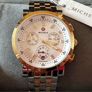 Michele Two-Tone Gold and Silver Timepiece